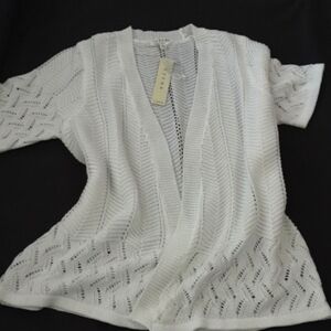 Cyrus White Open-Knit Cardigan